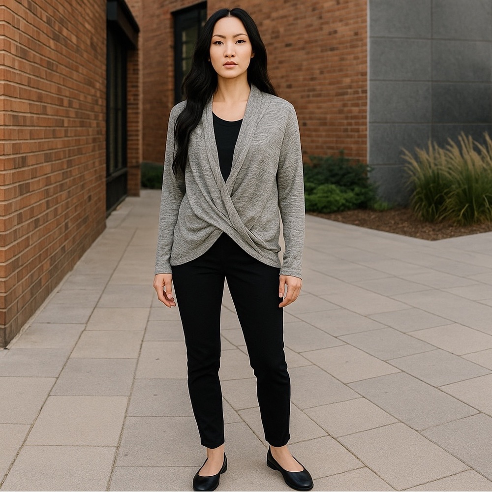 Gray Wrap Cardigan